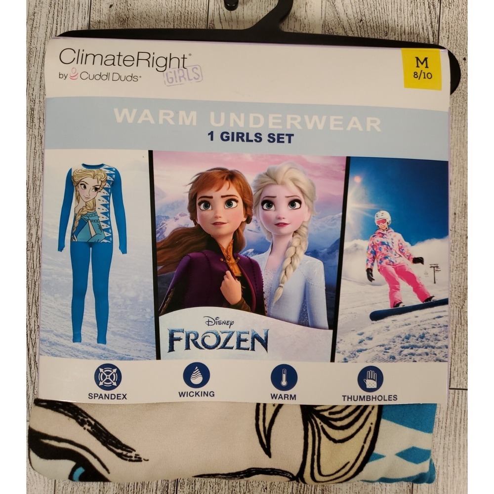 Disney Frozen Elsa Warm Underwear Set Medium 8-10 Climate Right by Cuddl Duds
